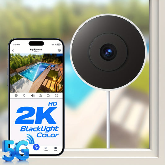 Ai Indoor Window Camera - Protect What Matters, 5G WIFI 2K Smart Home Security Camera With Blacklight Full-Color | U.S. Cloud | 911 Emergency Dispatch | Simple 5-Min Setup, 2-Way Audio, Easy Quick Install