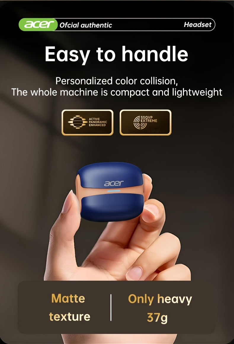Acer OHR548 Wireless Headphones with 52dB Deep Sea Noise Reduction, In-Ear Design, Wireless 5, 4, Heavy Bass, No Sound Leakage, SSVP Extreme Digital Enhancement, Type-C Charging Case, Ultra-Long Standby, Touch Control, for Sm