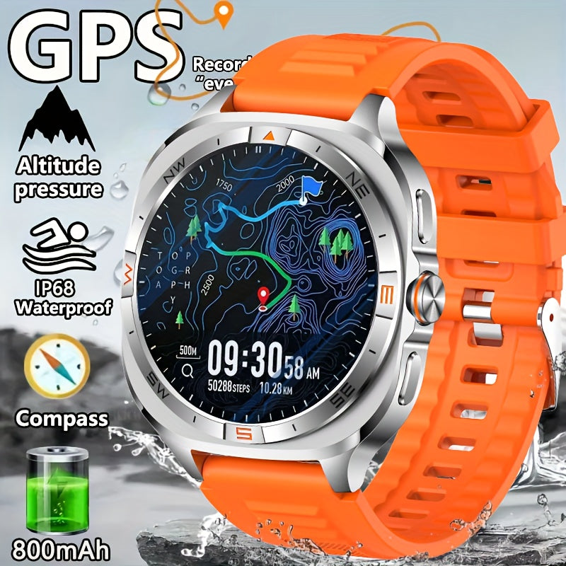 COIUSOR Men's Smartwatch with 360P IPS Display, GPS L1+L5 Dual-Frequency Positioning, wireless call sync SMS alerts 1.46-inch, Compass, Altitude, Air Pressure, 3D Dly Video Watch Face, 800mAh Rechargeable Battery, USB Chargin