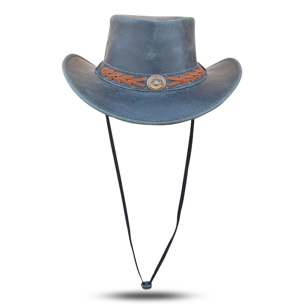 Black Genuine Leather Cowboy Western Hat for Men & Women – Classic Outdoor Ranch Style, Durable Wide-Brim Design for Horseback Riding, Country Events, Travel, Festivals & Daily Wear – Perfect Gift for Winter Season, Chris