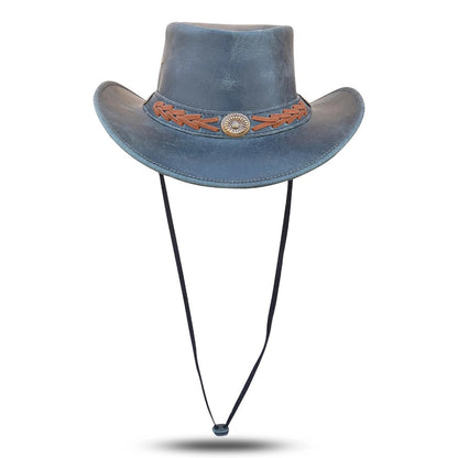 Black Genuine Leather Cowboy Western Hat for Men & Women – Classic Outdoor Ranch Style, Durable Wide-Brim Design for Horseback Riding, Country Events, Travel, Festivals & Daily Wear – Perfect Gift for Winter Season, Chris