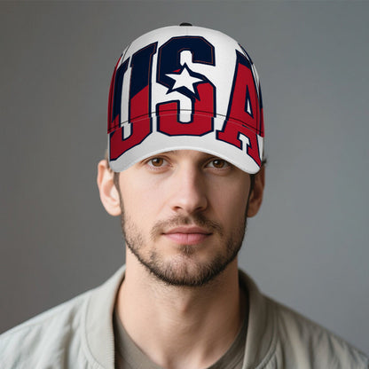 1pc Patriotic USA Baseball Cap - Red, White & Blue Star Graphic Hat, Lightweight Adjustable Snapback Closure for Sports, Gym, Fourth of July, Halloween - Men's Casual Athletic Hat, 2D Flat
