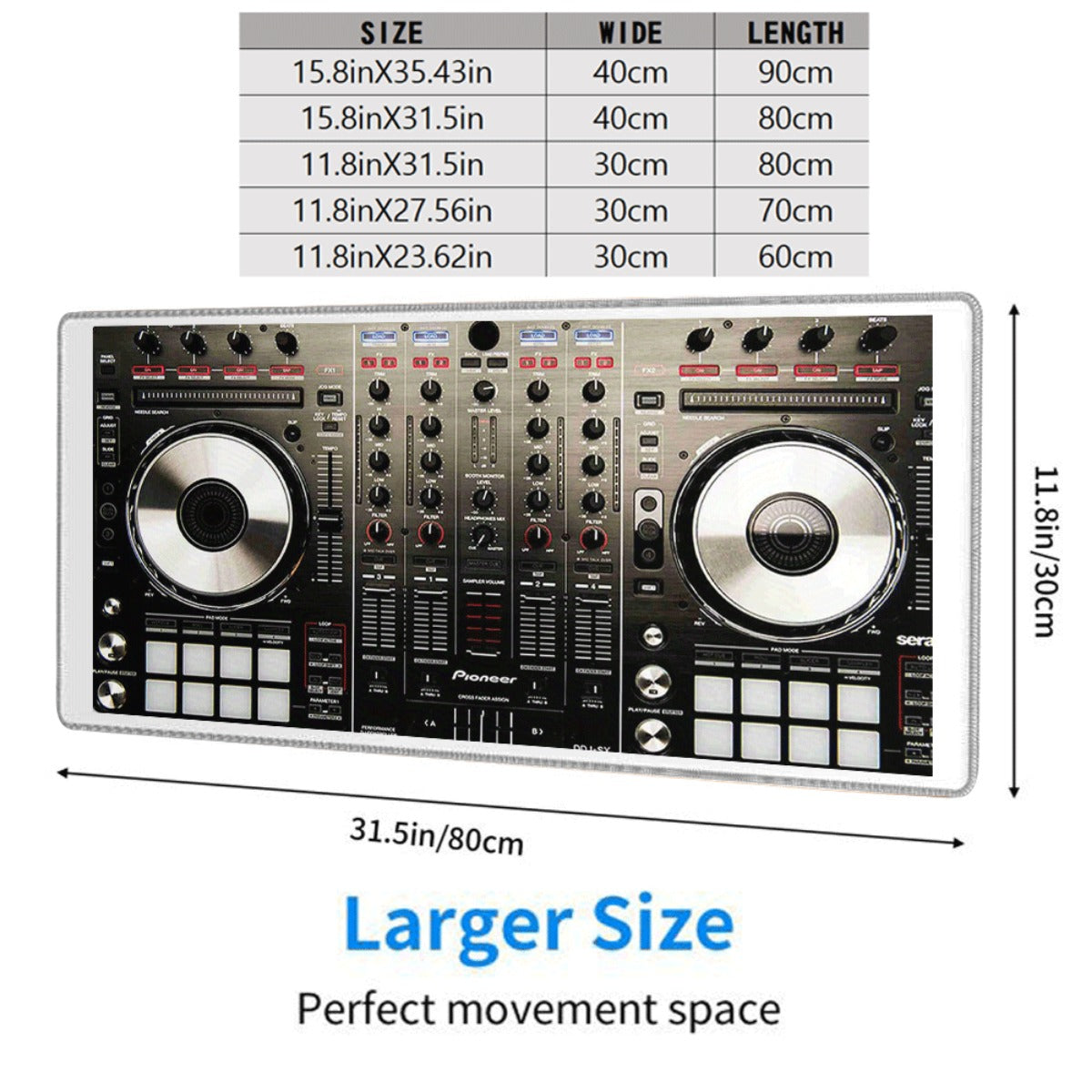 1pc Pioneer DDJ-SX DJ Controller Mouse Pad & Office Desk Mat - Non-Slip Surface, Compatible with DDJ-SX DJ Controller, Gaming & Office Desk Decor, Washable Surface, Ideal for DJs, Gamers, Professionals - Perfect Gift for Musi