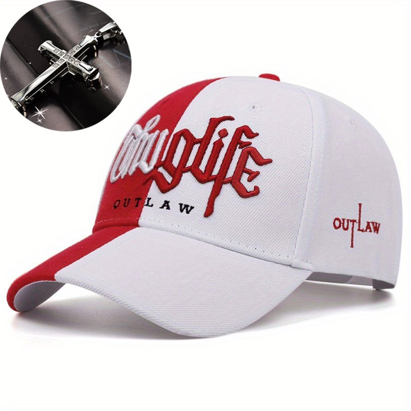 Two-piece "one hat and one decorative necklace" combination, new youth hip-hop baseball cap, exquisite embroidery adjustable lightweight and breathable travel, travel, size, and holiday gifts best choicesuitable for men and w