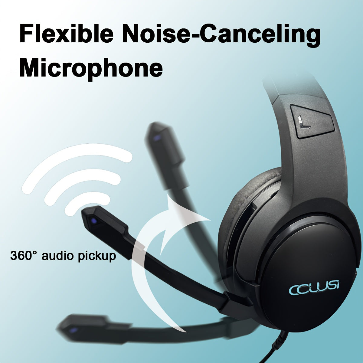 COLUSI C600 Wired Gaming Headset with Hidden-Type Microphone, One Key Mute Over Ear Headphones with 3.5mm Audio Jack RGB Light, Noise Cancelling, Volume Control, Closed-back Design, Compatible With Laptop, Gaming Headset, Lap