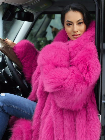 FHILLINUO Chic Women'S Faux Coat | Long Length, Solid Color, Single Breasted, with Pockets, Comfortable and Warm for Fall/Winter