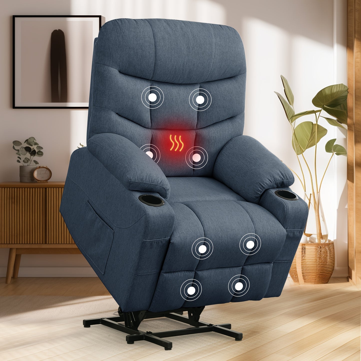 Comfortable Chair For The Living Room, Relaxation, Electric Reclining Chair, Electric Reclining Chair For Adults, Electric Lifting Chair With Heating Function, Massage Function, Electric Reclining Chair With Side Pockets