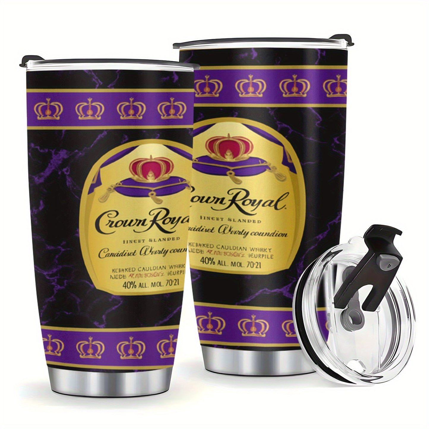 1pc 20oz Crown Royal Whiskey-Themed Stainless Steel Tumbler, Leakproof, Insulated, Non-Slip, Shatterproof, Perfect for Christmas, Halloween, Valentine's Day, Easter, Thanksgiving - Portable and Durable Whiskey Accessory