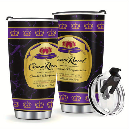 1pc 20oz Crown Royal Whiskey-Themed Stainless Steel Tumbler, Leakproof, Insulated, Non-Slip, Shatterproof, Perfect for Christmas, Halloween, Valentine's Day, Easter, Thanksgiving - Portable and Durable Whiskey Accessory