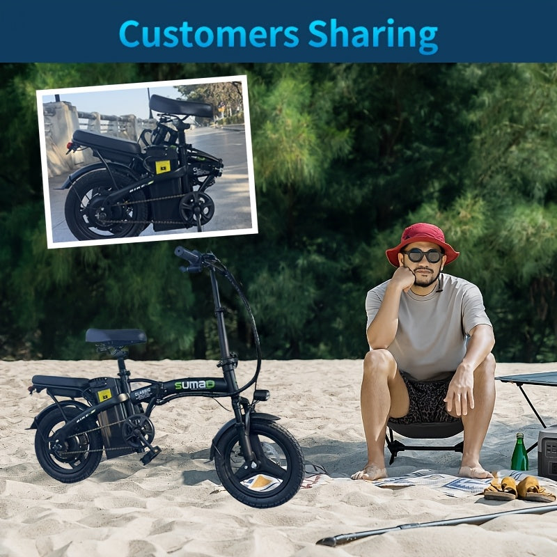 740W Lightweight Cool Off-road Folding Bike 20 Mph, 35 Miles Of Range, Removable Battery, Headlight 390 Lbs Load Capacity, Alloy Steel Frame, Foldable City Commuter Electric Bike, Portable Bike for Fitness And Leisure Enthusi