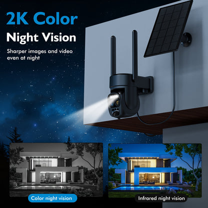 6pcs [10x Zoom] 360-degree Low-power Solar Panel Battery 2K FHD WiFi with Spotlight Alarm, Motion Detection, Color Night Vision, Two-way Audio And IP66Waterproof., Outdoor Surveillance, Smart Home Security, Modern Security, W