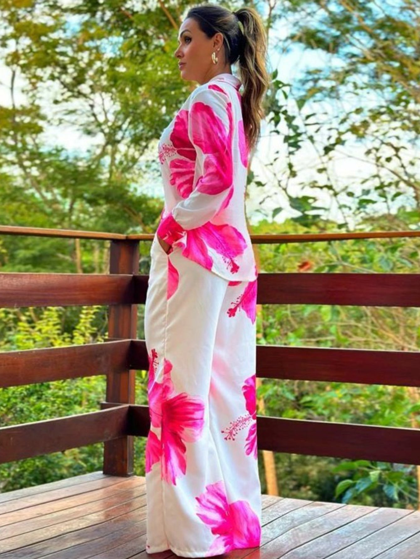 HERTALKWomen's fashion suit Zebra pattern long sleeve cardigan shirt trousers Women's new two-piece summer