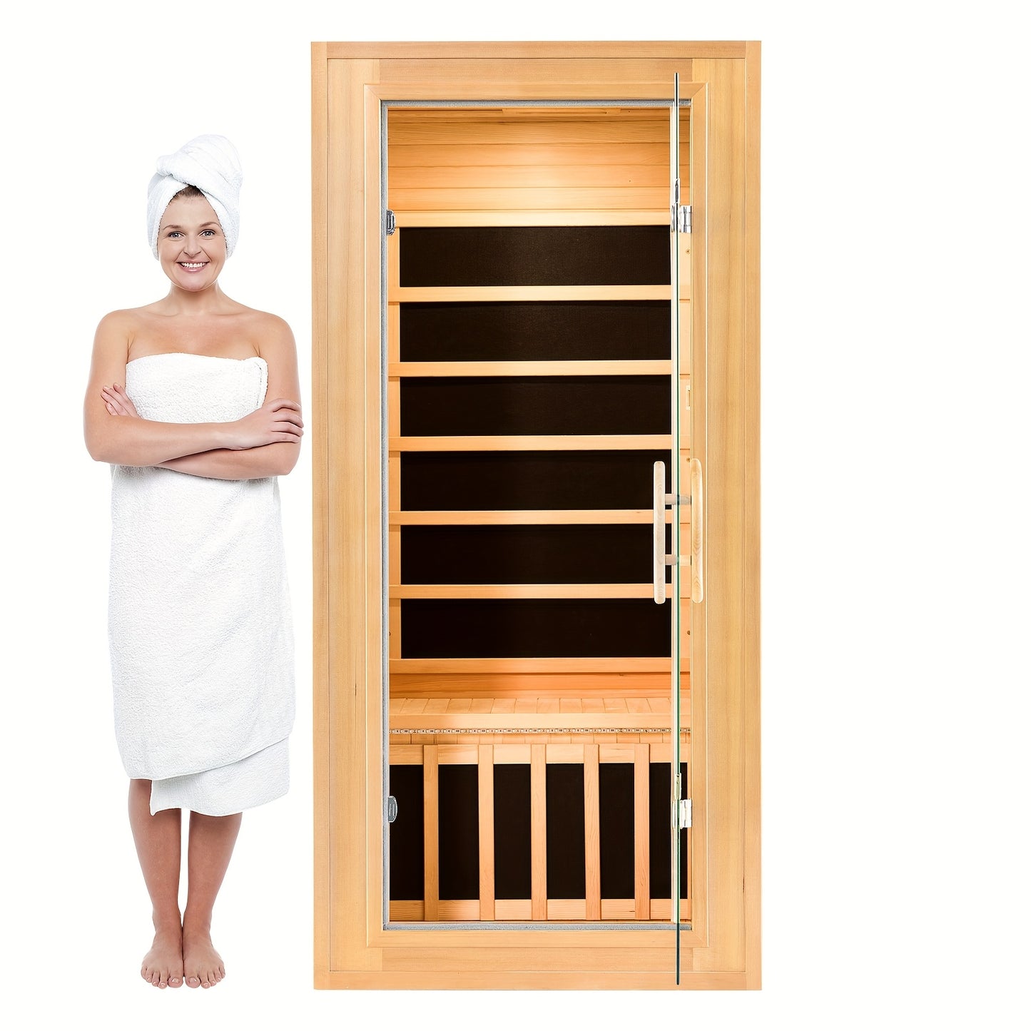1-3 Person Infrared Home Sauna with Smart Controller, Fast 10 Min Warm Up, Features Heating Panels, Ventilation Ports, Cup Holder, Bookshelf & Towel Holder, Reading Light, Perfect for Home Spa Or Gym