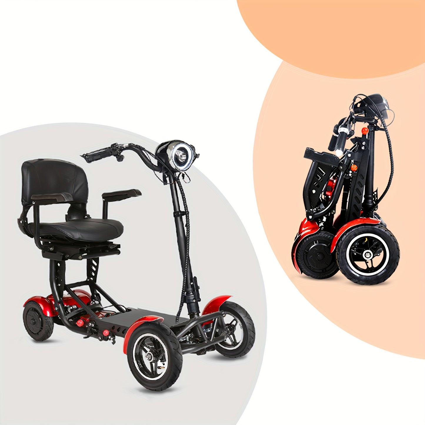 Folding Four-wheel Mobile Scooter for And Adults, Portable Electric Scooter with Basket, 3-speed Mode, 500W Dual Motors, 30 Mile Range, 11MPH, Lightweight And Compact Electric Scooter Foldable