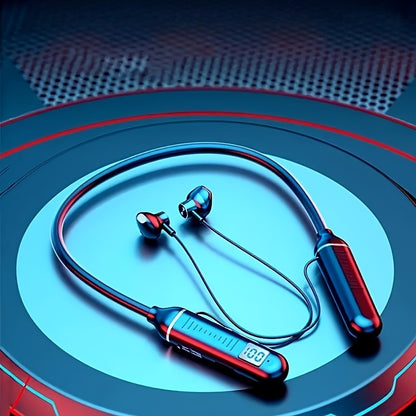 Long Lasting Battery Earbuds All-Day Audio Playback, 5.3 Wireless Neckband Headphones with Digital Charge Display, C Charge, Magnetic Suction Earphones for Sports, Running, Music, Workout, Headset In Ear with Mic Noise Cancel