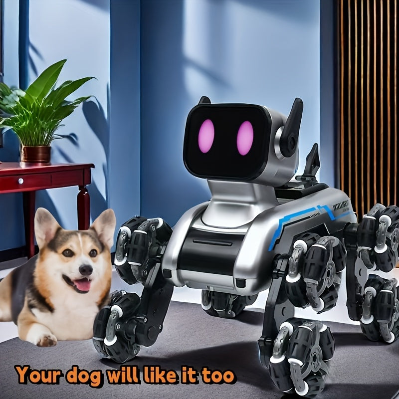 8WD Robot Dog, Dual-Electric Dual-Control, Intelligent Mechanical Dog with Swing Arm, Deformation, Climbing Car, USB Charging, Infrared Sensor, Rechargeable Battery, ABS Material, for Pets & Children, Holiday Gift Idea