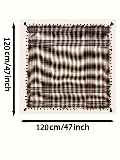 [Two piece set ]Arabic square scarf hanging on all sides with contrasting colors, Arab headscarf jacquard scarf, formal casual robe, clothing headscarf set, perfect gift for men during Ramadan, a choice for holiday gifts