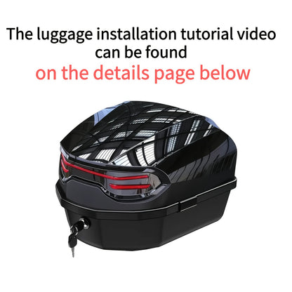 1pc Motorcycle Top Box - Heavy-Duty ABS Motorcycle Luggage Bag with Locking Mechanism, 45L/11.89 Gallon Capacity, Shock-Absorbing Base & Interior Lining, Detachable Straps For Secure Storage Of Helmets, Gloves, Motorcycle Sto
