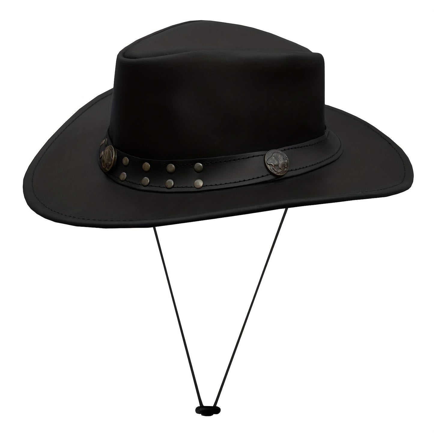1pc SideWinder Australian Cowboy Leather Hat Unisex Adult For Men And Women Shapeable Outback Western Style Wide Brim, Lightweight Top-Grain Leather, High Quality &, Adjustable Chin Cord, Festival Accessory, Unisex Outdoor He