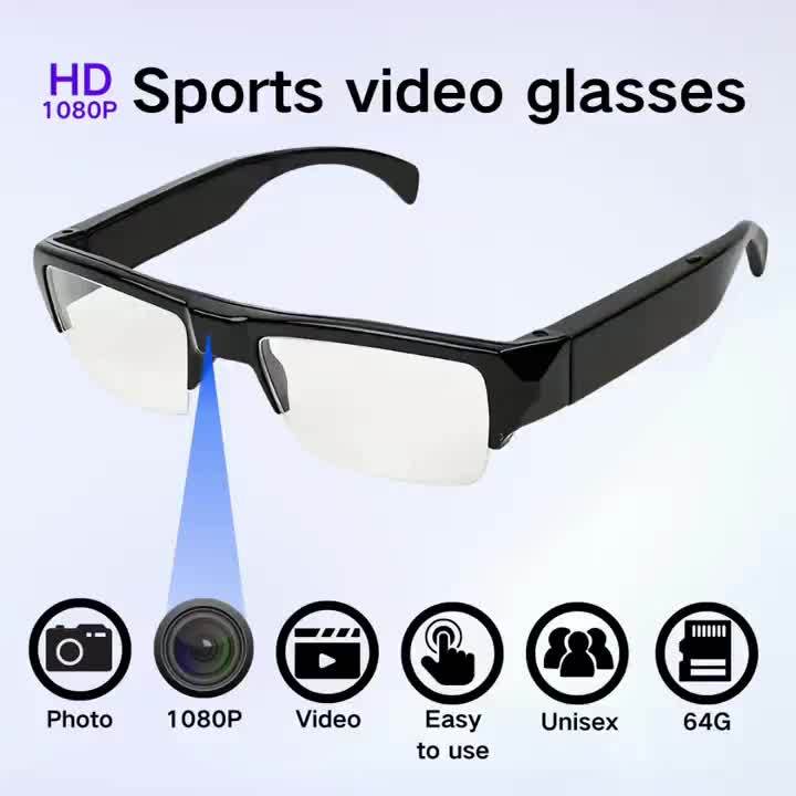 1080HD • High-quality Smart Glasses • 64GB Storage, Lightweight, Anti-Glare, Adjustable Head Strap, Sleek Glossy Finish, Durable Construction for Cycling, Motorcycle, Car & Fishing