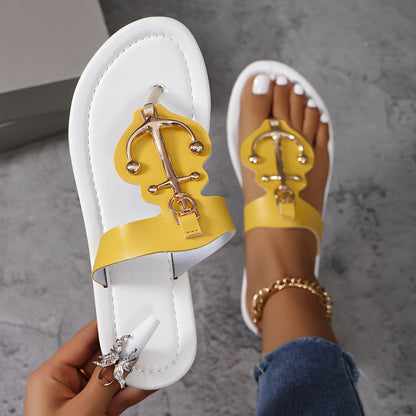Women's Trendy Slide Sandals, Casual Clip Toe Flat Summer Shoes, Lightweight Slide Sandals