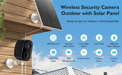 7pcs Solar Powered 2K 3MP Wireless Outdoor Security Camera System - FHD AI Motion Detection, Two-Way Audio, Color & Infrared Night Vision, Battery or USB Dual Power Supply, Lithium Battery, High Quality, Outdoor Surveillance,
