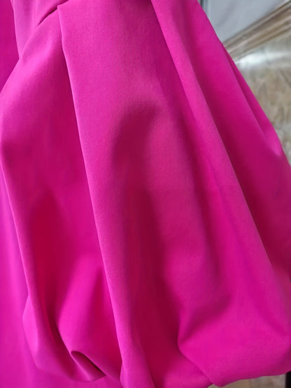Women's Elegant A-Line Dress with Lantern Sleeves - High Neck Sleeve Solid Color Machine Washable Spring Summer Fall Casual & Formal Wear, Maxi Dress with Sleeves, Seasonal Wardrobe, Lightweight Material, Stylish Women