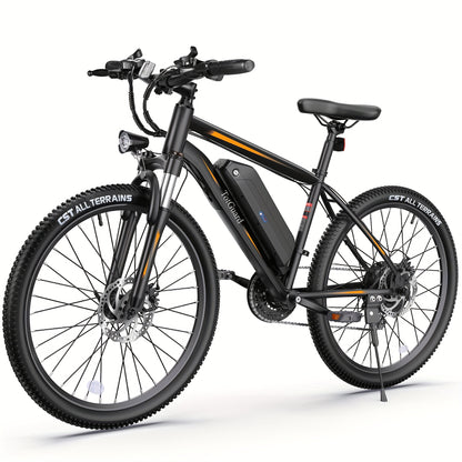 26" Men Electric Mountain Bike For Adults, Ebike With 36V 374Wh Removable Battery Electric Bicycle, 500W Peak Motor Electric Dirt Bike, 21-Speed Ebike, 19 MPH, Up To 50 Miles, Input 100-240V For Charger FY-4202000, Applicable
