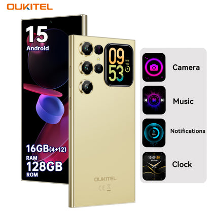 [T-Mobile ]OUKITEL C62 Android 15 Mobile Phone, 16GB + 128GB Globally Unlocked Version, 6.88" 90Hz Display, 1.81" Rear Screen, 5150mAh, 13MP + 5MP/dual SIM Card/fingerprint/facial Recognition, Perfect Festive Gift, Fashionabl