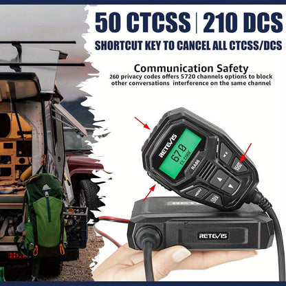 Retevis RA86 GMRS Mobile Radio with Antenna, NOAA Weather Alert, Repeater Channels, Dual Speaker, Off-Road Overlanding for JEEP Tractor Gear, Long Range Two-Way Radio with Integrated Microphone, Emergency Communication, Rugge