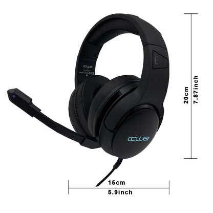 COLUSI C600 Wired Gaming Headset with Hidden-Type Microphone, One Key Mute Over Ear Headphones with 3.5mm Audio Jack RGB Light, Noise Cancelling, Volume Control, Closed-back Design, Compatible With Laptop, Gaming Headset, Lap
