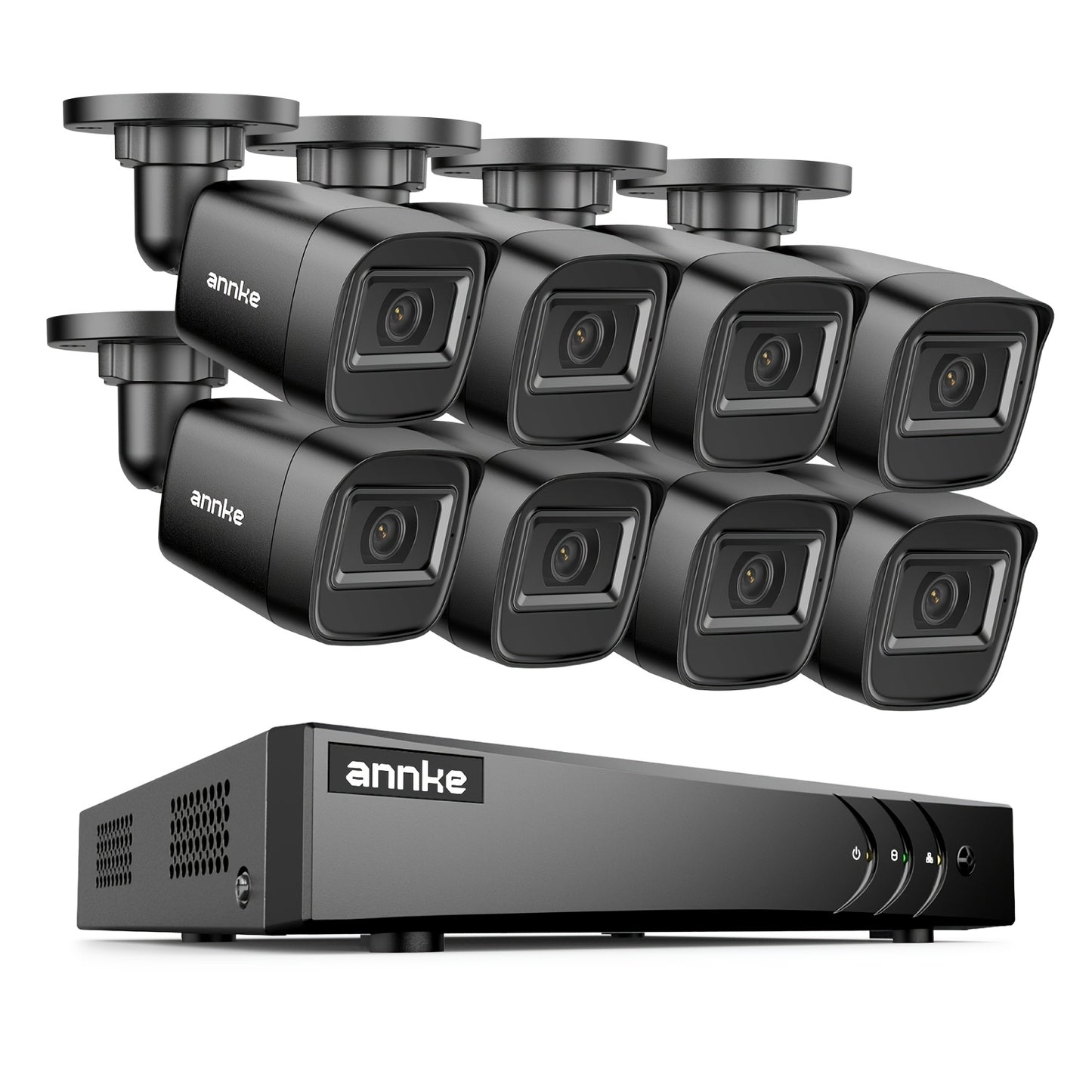 ANNKE 3K Lite 5-in-1 8CH DVR Wired 1080P Video CCTV Security Camera System with Smart AI Human&vehicle Detection, 8pcs 66ft EXIR Night Vision Home Surveillance Cameras 24/7 Around Recording, Real-time Email Alerts, Multi-Devi