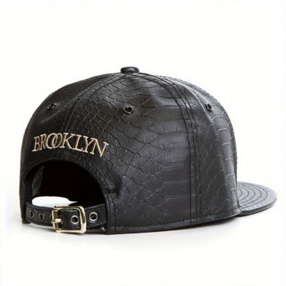 Women's Black Statement Fashion Double Hand Design Flat Brim Baseball Cap with Golden Hands & Praying Hands Emblem - Adjustable Snapback,, -like Texture for Outdoor Sports, Travel, Street Dance - Stylish & Functional Casual H