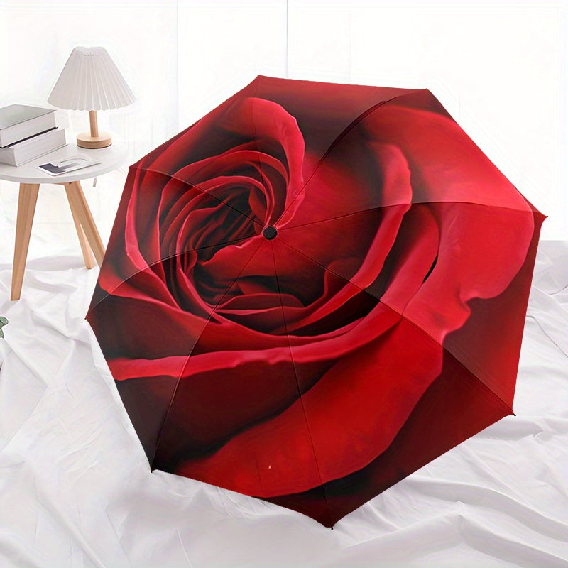 Red Rose (2) umbrella 8 frames automatic umbrella suitable for travel and daily use Christmas Halloween gift choice