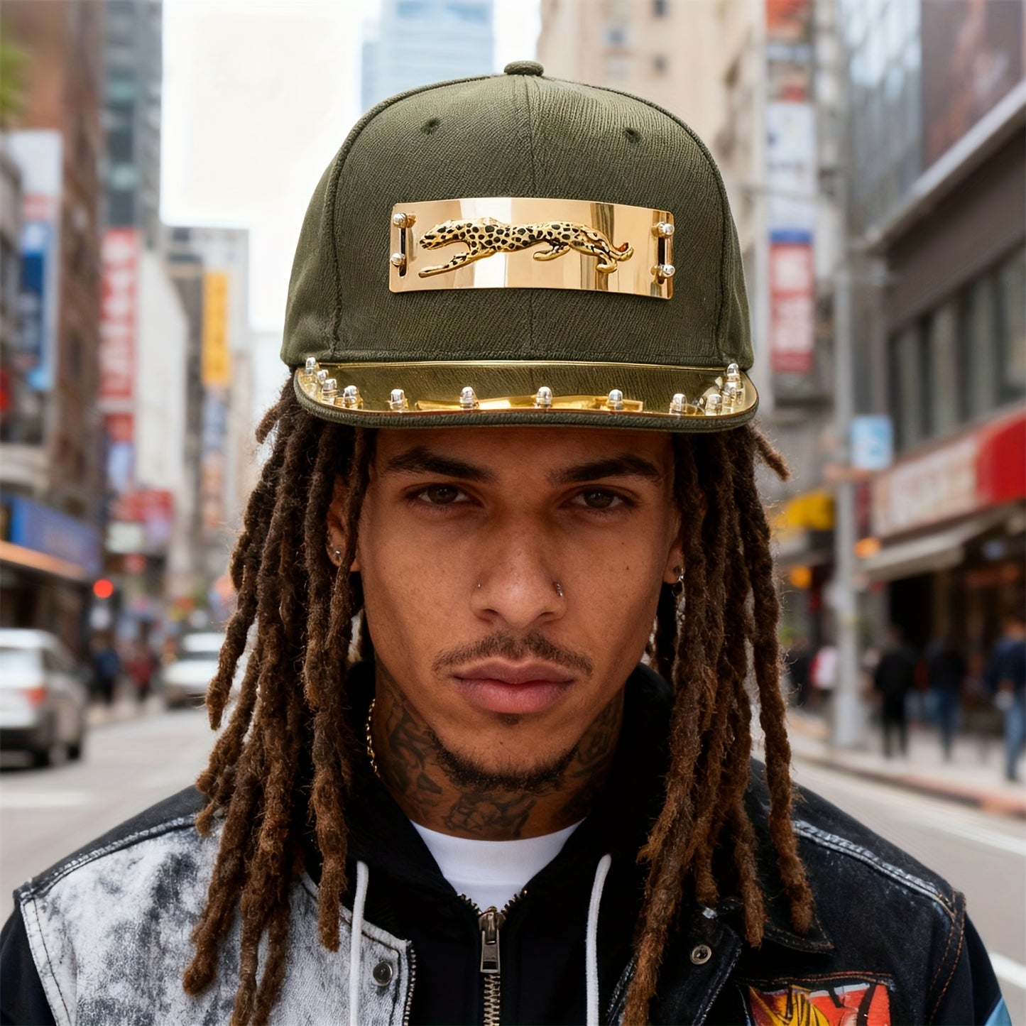 1pc Men'S Fashion Hip-Hop Street Dance Performance Baseball Cap - Casual Style, 100% Polyester, Lightweight, Animal Print, Non-Stretch Fabric - For Men - Suitable for Streetwear, Dance, Casual Occasions - Perfect Gift for Fas