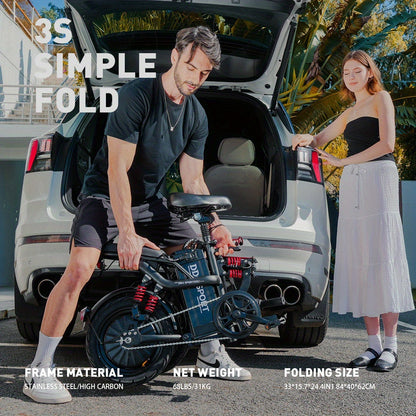 700W Folding E-Bike for Adults: Tackle 25° Hills & 20MPH Speeds. 35-Mile Range with 48V 20Ah Removable Battery, 385LBS Capacity & 11-Layer Shock Absorption for A Smooth Ride. Your All-in-One Commute & Adventure Solution