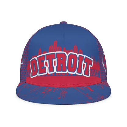 Unisex Basketball Flat Brim Baseball Cap - Adjustable Cap with Snap Closure, Detroit Graffiti Cool Print Creative Design - Game Day Cap - Fan Apparel - Breathable, Suitable for All Seasons - Ideal for Outdoor And Casual Wear