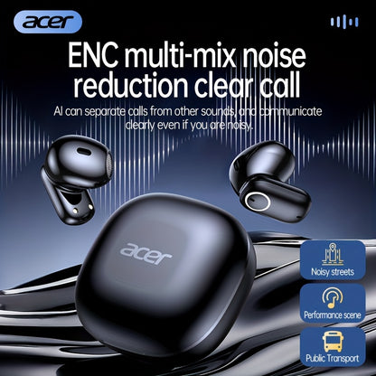ACER TWS Wireless Earbuds with Deep Noise Reduction - 50h Long Standby, Low Latency, HIFI Stereo Sound, Touch Control, Rechargeable Lithium Battery, Ideal for Running & Sports, Sports Headphones|Ergonomic Design|Durable Plast
