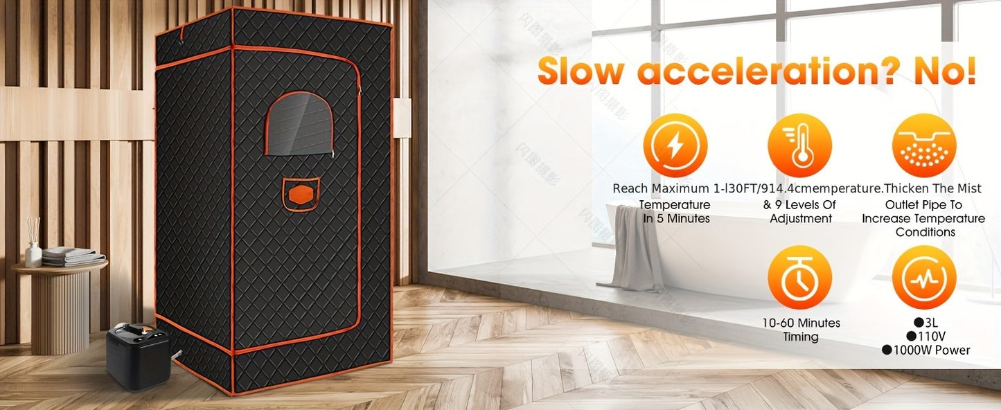 Portable Full Body Sauna Box | Personal Steam Sauna Tent for Home Spa with 3L 110V Steamer, Composite Fabric, Plug Powered, Suitable for Gym, Pilates, Garage, Hot Tub (36 * 36 * 71inch)