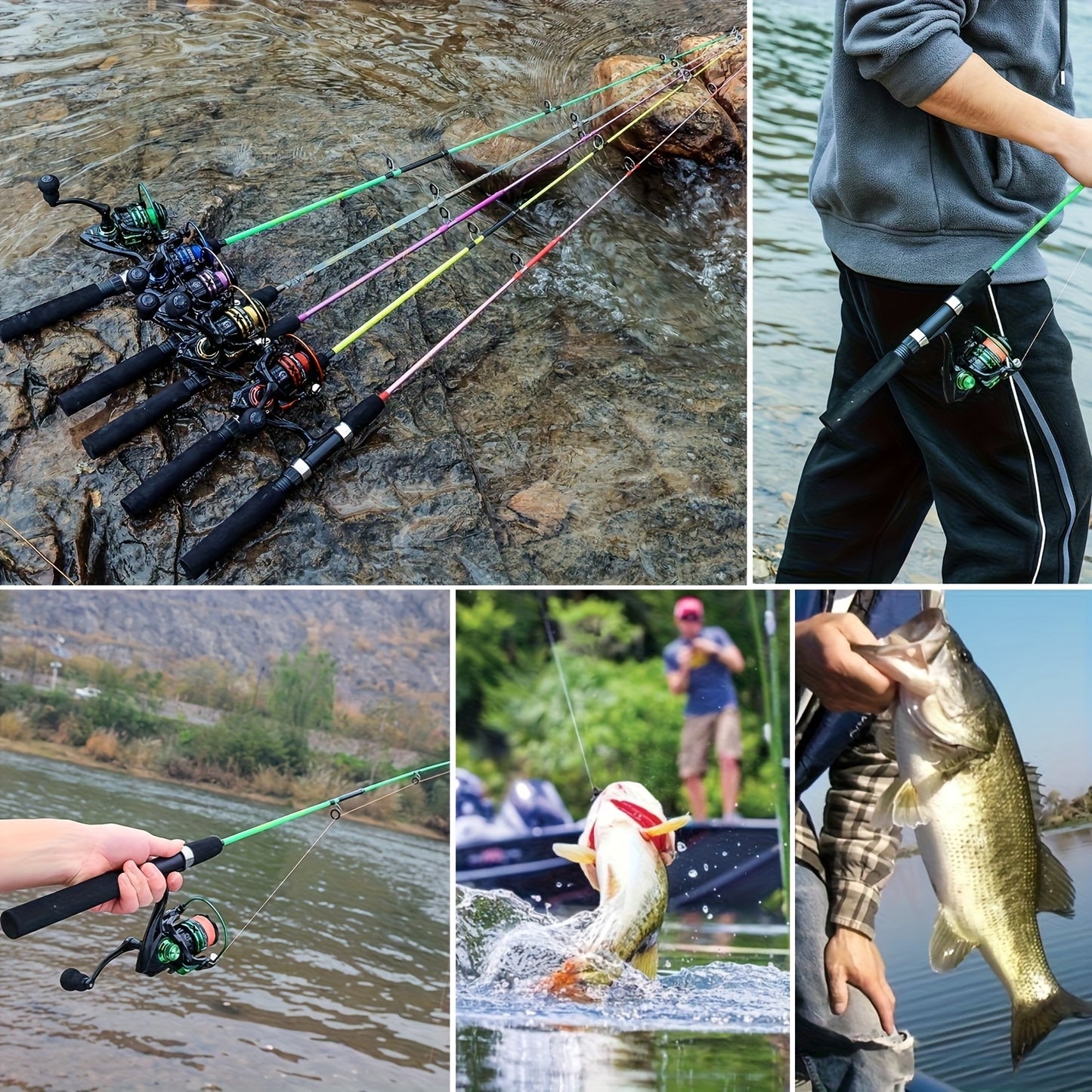 Sougayilang Fishing Rod and Reel Set, Two-Section Straight Handle Spinning Reel Combo with 5.2:1 Gear Ratio for Blackfish, Trout, Bass, Dogfish, and Carp - Beginner-Friendly Complete Tackle Kit with Random Color Line and Bait