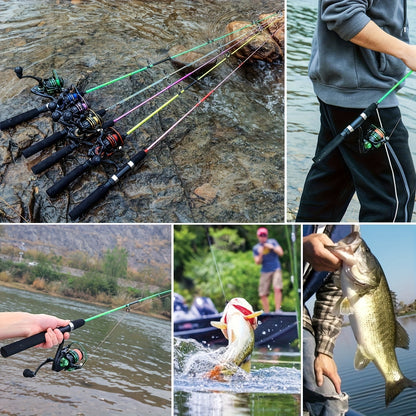 Sougayilang Fishing Rod and Reel Set, Two-Section Straight Handle Spinning Reel Combo with 5.2:1 Gear Ratio for Blackfish, Trout, Bass, Dogfish, and Carp - Beginner-Friendly Complete Tackle Kit with Random Color Line and Bait