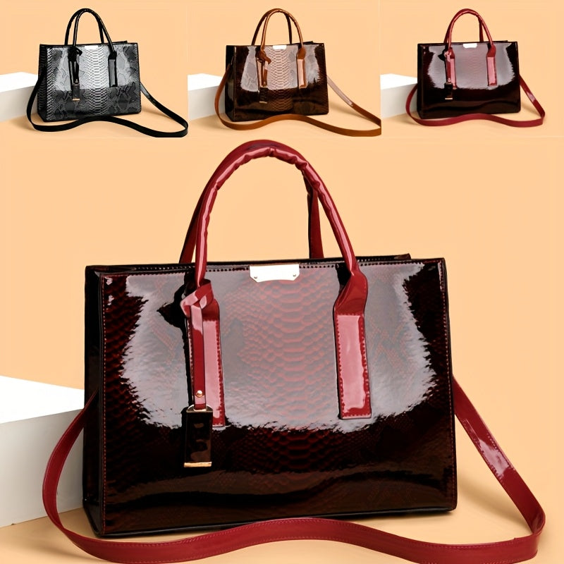 Women'S Large Capacity Elegant Handbag with Detachable Strap & Golden-Tone Hardware - Structured Tote, Golden-Tone Hardware & Zipper Closure