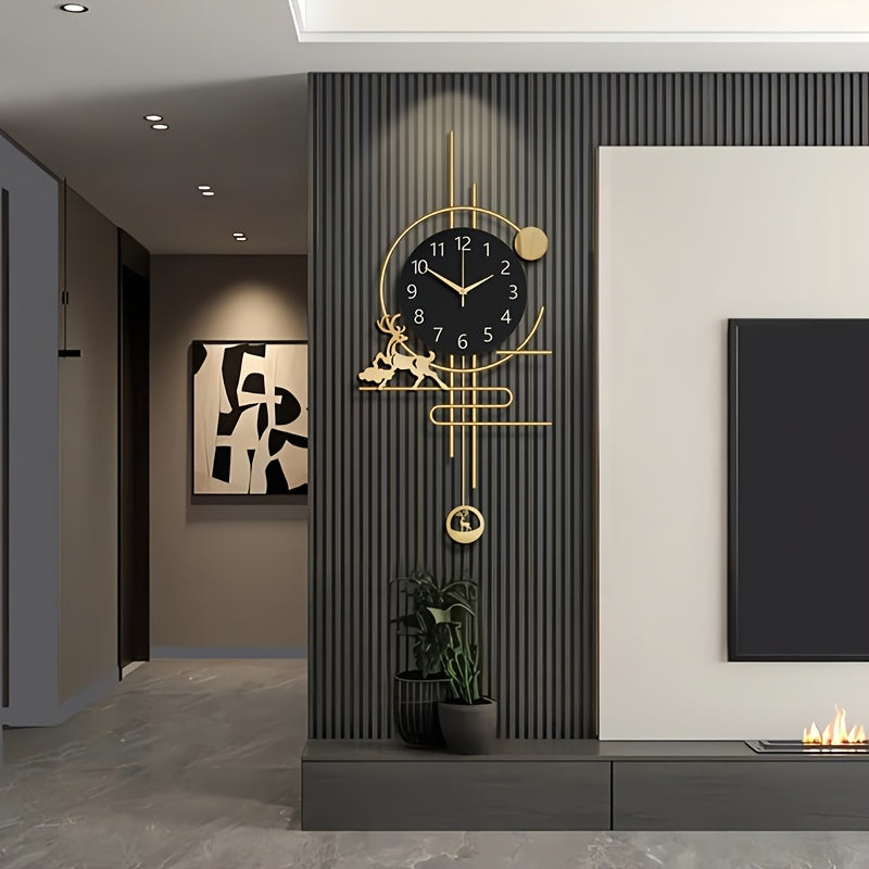 30x14 Inch Large Silent Wall Clock - Quartz Movement, No Ticking, Japanese Quartz Movement, Decorative Metal Art Design, Ideal for Living Room, Bedroom, Office, and Home Decor, Bedroom Wall Clock|Modern Wall Clock|Quartz Move