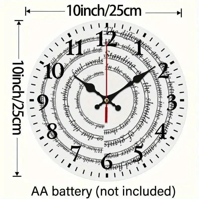 Silent Mechanical Quartz Wall Clock, Roman Numerals and Red Hands- Large Black and White Dial, Black Hands, Golden Center, Artificial Wood Round Clock, Suitable for Living Room, Kitchen, Dormitory- Manual Alarm Clock(AA Batte