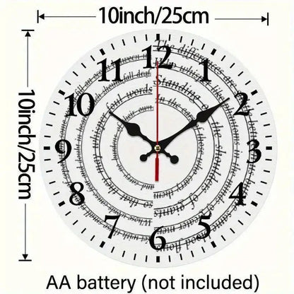 Silent Mechanical Quartz Wall Clock, Roman Numerals and Red Hands- Large Black and White Dial, Black Hands, Golden Center, Artificial Wood Round Clock, Suitable for Living Room, Kitchen, Dormitory- Manual Alarm Clock(AA Batte