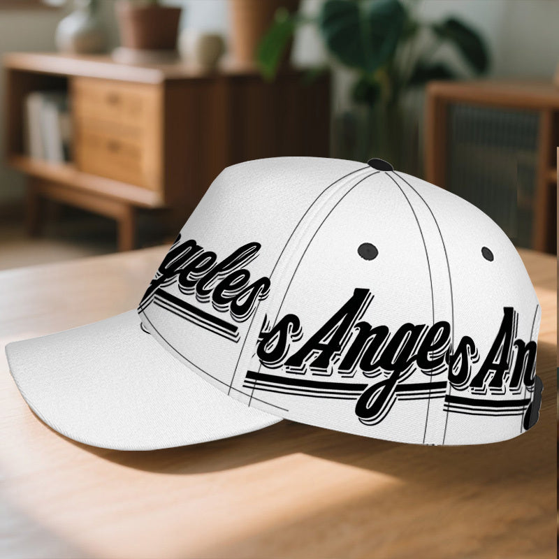 1pc 2D Los Angeles Lettering Print Baseball Cap - Adjustable Polyester Snapback Hat with Full-Body Vibrant Design, Ideal for Running, Sports & Streetwear.
