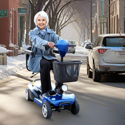 All-Terrain Foldable Mobility Scooter for Adults - 250W High-Speed Motor, 14-Mile Range, 265lbs Capacity, Large 8" Wheels with Shock Absorption, LED Headlight & Horn, Basket & Cup Holder - Grass, Gravel, Hills, Lawns, Sidewal