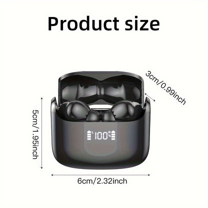 Wireless Earbud, Wireless Headphones 5.3 Stereo Bass Earphones, Ear Buds 40H Dual Mic Call, Earbud in-Ear USB-C LED Display Sport Headset