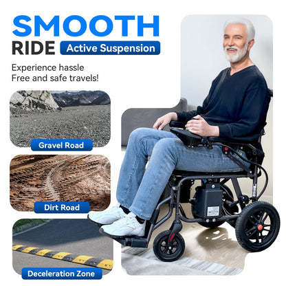 All-Terrain Foldable Smart Chair - 15+ Miles Range, 360° Smart Joystick, Dual Motor Power! for Seniors & Adults