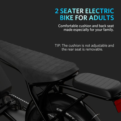 Electric Bike, V8 Electric Mountain Bike With 740W Motor 48V 15Ah Removable Larger Battery 25km/h 20" Fat Tire E Bike 7-Speed Adult Electric Bicycles, Electric Dirt Bike, Electric Mountain Bike, Electric Bicycle For Adults, E